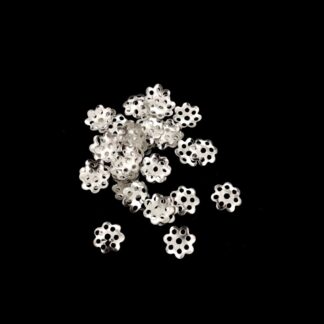 Silvery metal flower bead caps - diametre 8.5 mm - approximately 44 pieces