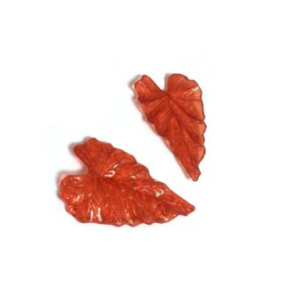 Flat orange acrylic leaf beads by piece - size 65 x 72 mm