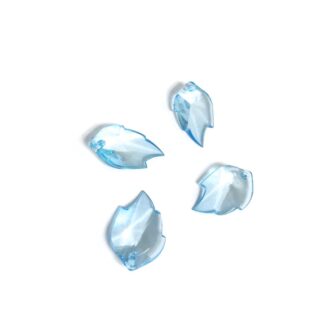 Transparent light blue plastic leaf pendants - size 15 x 25 mm - 4 pieces