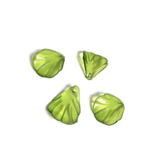 Transparent green plastic leaf pendants - size 20 x 25 mm - 4 pieces