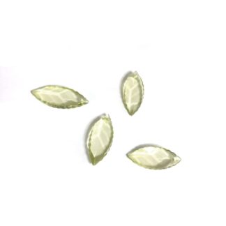 Transparent light green plastic leaf pendants - size 11 x 26 mm - 4 pieces