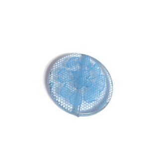 Flat round transparent acrylic bead with blue flower - diametre 4 mm