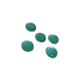 Flat-back glittery round green with studs cabochons - size 12 mm - 5 pieces