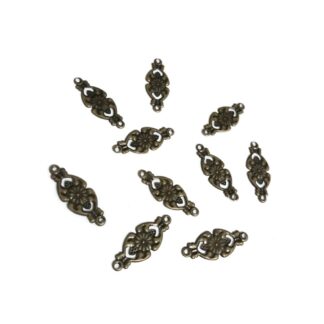Greenish brown metal connectors - size 8 x 22 mm - 10 pieces