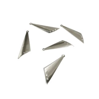 Silvery metal triangle pendants - size 15 x 35 mm - 5 pieces