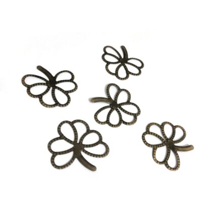 Greenish brown metal flowers - size 28 mm - 5 pieces