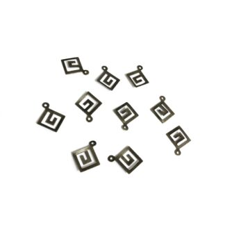 Square greenish brown metal pendants - size 12 x 15 mm - 10 pieces