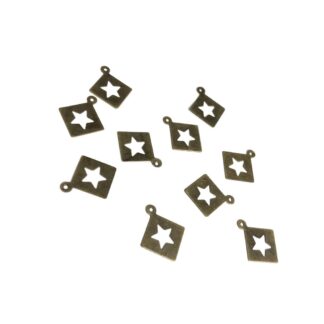 Perforated star greenish brown metal pendants - size 14 x 16 mm - 10 pieces