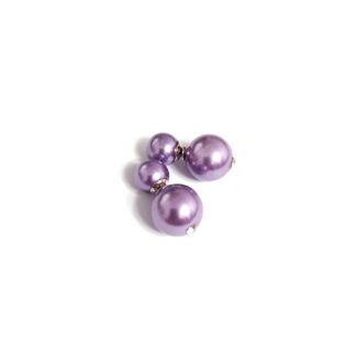 Pearly light purple balls silvery metal Dior earrings - size 14 x 25 mm