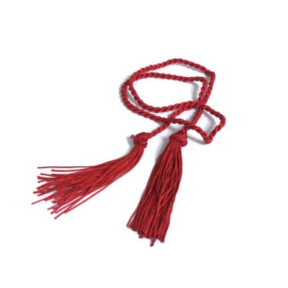 Red rope with tassels at ends - length 830 mm - diametre 5 mm