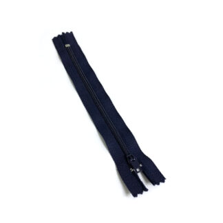 Navy zipper with plastic teeth and metal slider - length 18 cm
