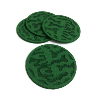 Round green felt cup mats - diametre 100 mm - 4 pieces
