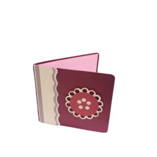 Red and yellow paper greeting card - size 90 x 100 mm