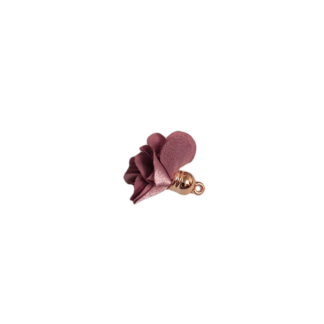 Greyish pink fabric tassel with golden metal head and ring - size 30 mm