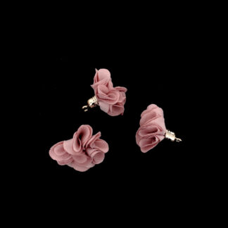 Light cream pink fabric tassel with golden metal head and ring - size 30 mm