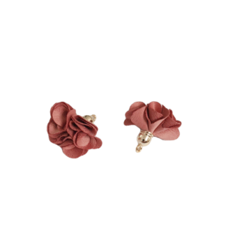 Pinkish brown fabric tassel with golden metal head and ring - size 30 mm