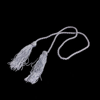 Silvery light grey rope with tassels at ends - length 830 mm - diametre 5 mm
