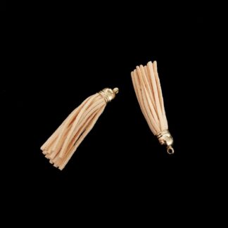 Cream suede tassel with golden metal head and ring - length 60 mm