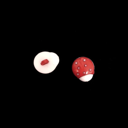 Red and white ladybird plastic buttons - size 16 x 18 mm - 4 pieces