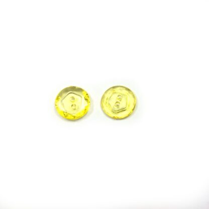 Transparent round yellow plastic buttons - diametre 15 mm - 5 pieces