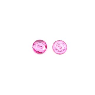Faceted transparent round pink plastic buttons - diametre 15 mm - 5 pieces