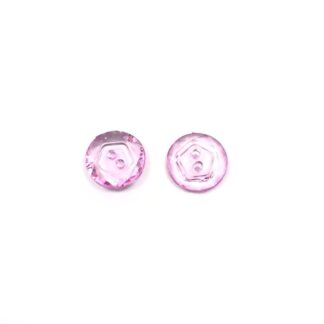 Faceted transparent bluish light pink plastic buttons - diametre 15 mm - 5 pieces