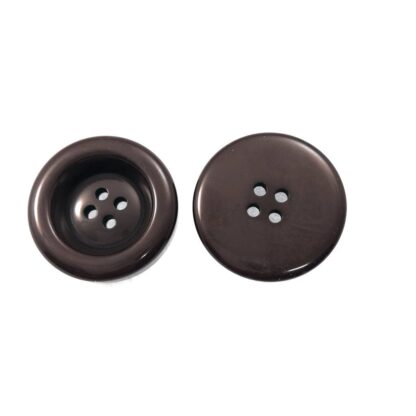 Round dark brown plastic button - diametre 30 mm