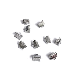 Silvery metal ribbon clamps - width 8 mm - 10 pieces