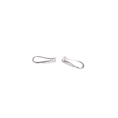 Silvery metal leaf pendant earring hooks - size 8.5 x 21 mm - 2 pieces