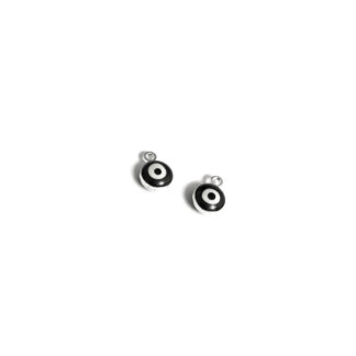 Black and white round evil eye silvery metal pendants - size 7 mm - 2 pieces