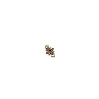 Pink flower brass metal connector - size 10 x 16 mm