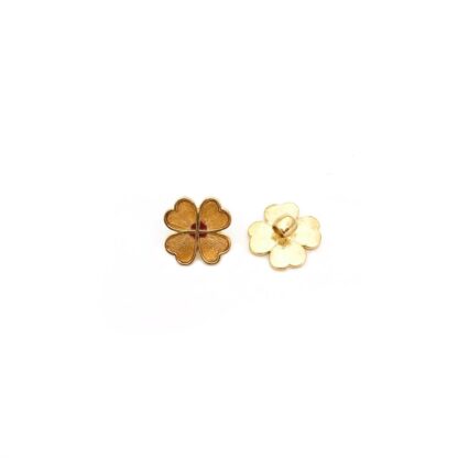 Light orange pink flower golden metal hair elastic decoration - size 19 mm