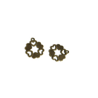 Brass metal heart pendants - size 16 mm - 2 pieces
