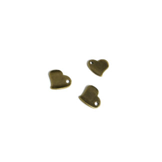 Brass metal heart pendants - size 12 x 15 mm - 3 pieces