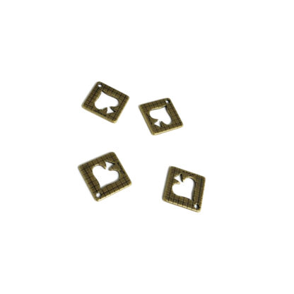 Perforated leaf square brass metal Love pendants - size 12 mm - 4 pieces