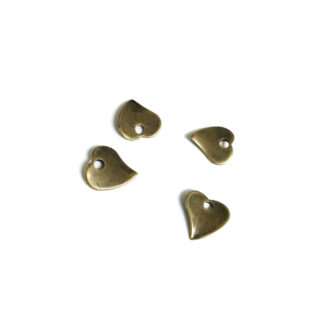 Brass metal heart pendants - size 13 mm - 4 pieces