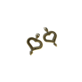 Brass metal arrow and heart Love pendants - size 16 x 23 mm - 2 pieces