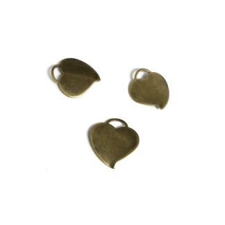 Brass metal heart pendants - size 18 mm - 3 pieces