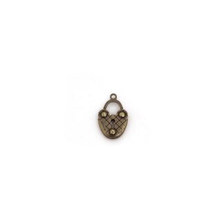 Brass metal Love padlock pendant - size 13 x 21 mm