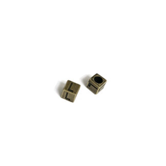 Brass metal letter L cube bead - size 7 mm - 2 pieces
