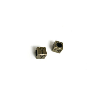 Brass metal letter Y cube bead - size 7 mm - 2 pieces