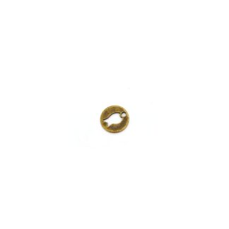 Perforated fish round brass metal pendants - diametre 14 mm - 4 pieces