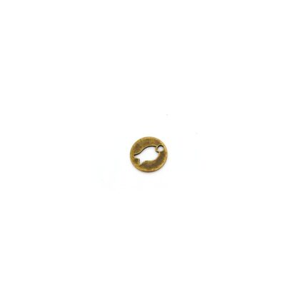 Perforated fish round brass metal pendants - diametre 14 mm - 4 pieces