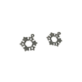 Silvery metal stars pendants - diametre 14 mm - 2 pieces