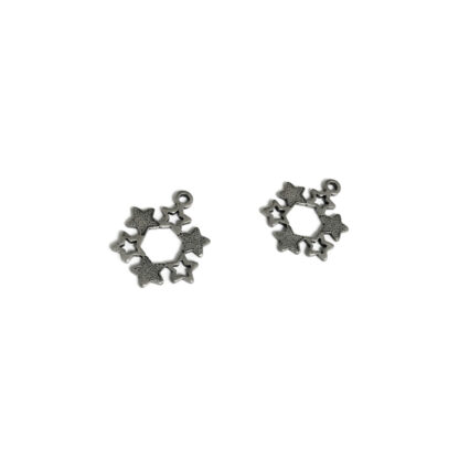 Silvery metal stars pendants - diametre 14 mm - 2 pieces
