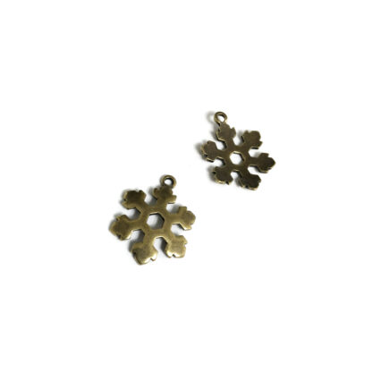 Brass metal snowflake pendants - size 15 mm - 2 pieces