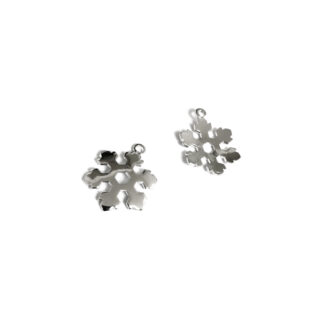 Silvery metal snowflake pendants - size 15 mm - 2 pieces