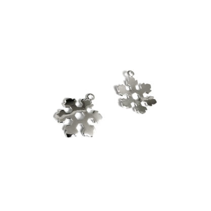 Silvery metal snowflake pendants - size 15 mm - 2 pieces