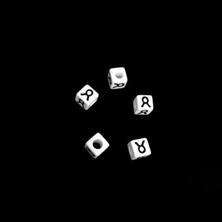 Zodiac sign symbol Taurus white plastic cubes - size 7 mm - 5 pieces