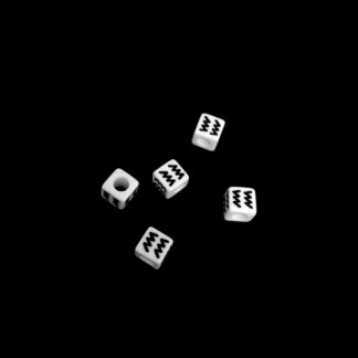 Zodiac sign symbol Aquarius white plastic cubes - size 6 mm - 5 pieces